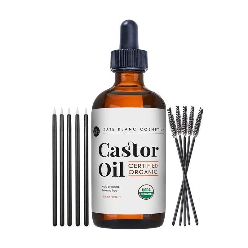 Kate Blanc Cosmetics Castor Oil Organic (4oz), 100% Pure, Cold