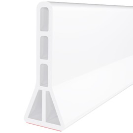Raycity 3" High Shower Threshold Water Dam 59 IN Collapsible Shower Water Splash Guard for Curbless Shower Threshold Barrier Water Stopper for Wet and Dry Separation Bathroom and Kitchen (White)