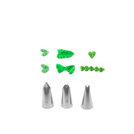 #95, #70, #352 Leaf Piping Tip Set, 3pc Decorating Tips for Realistic Leaves, Ruffles & Florals