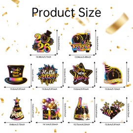 10Pcs New Years Eve Decorations 2026 Hanging Swirls,Happy New Year 2026 Decorations Colorful Hanging Swirls Streamers Cheers 2026 New Year's Eve Party Supplies for Home Indoor Outdoor