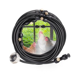 Chicken Coop Cooling System for Poultry - Pre-Installed No Leakage Misting Hose with 39.4FT Line 11 Nozzles 3/4" Adapter, Chicken Coop Accessories for Summer Heat Backyard Garden