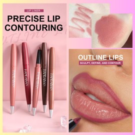 SHEBEEDO Lip Liner 3pcs Set Matte Nude Pink Brown Lip Liner Waterproof Lipliner Pencil Highly Pigmented Lip Liners Smooth And Smudge-Proof Formula Lip Liner Contour Your Lips For Women And Girls