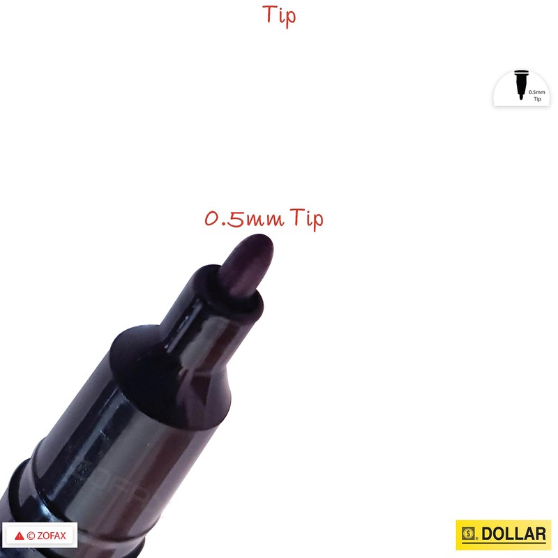 Dollar FeltStic Felt Tip Pens, BLACK, Pack of 10, Fine