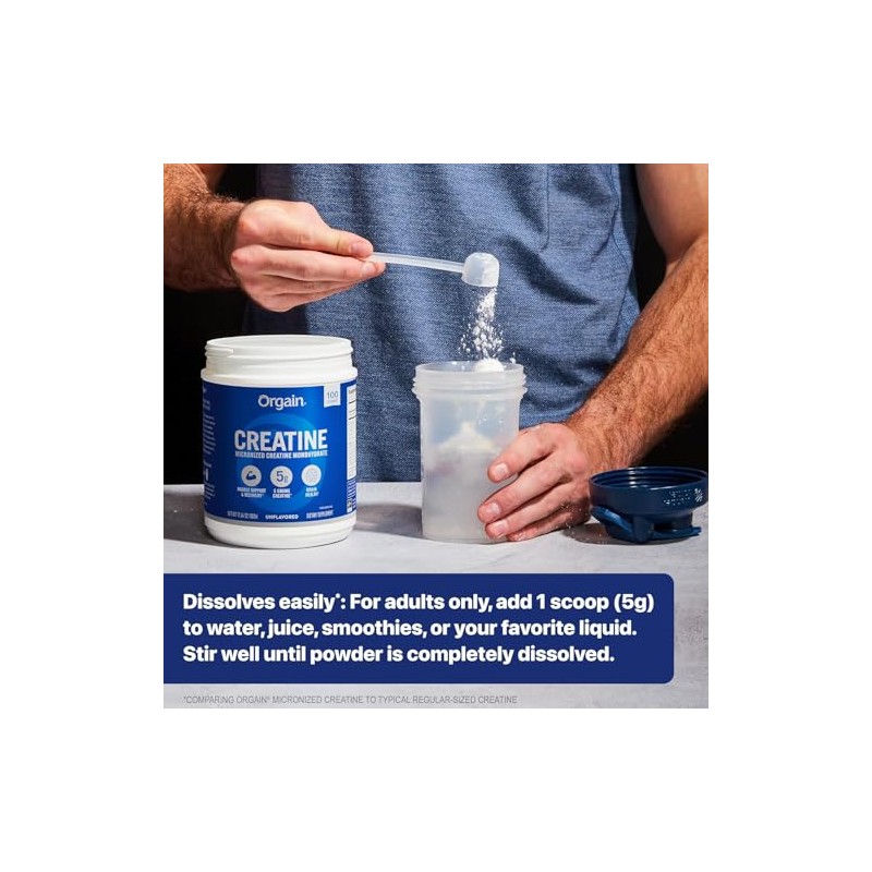 Orgain 5g Micronized Creatine Monohydrate, Unflavored, 1.48lbs