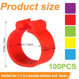 WJccsee Versatile Poultry ID Bands, 100 Pack, 16mm, Multi-Color & Numbered - Perfect for Chickens, Ducks, Geese, and Other Birds, Durable and Reusable Identification Rings for Avian Management
