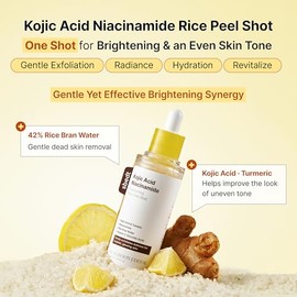 SUNGBOON EDITOR Kojic Acid Peel Shot Serum  Exfoliating Dark Spot Care with Rice Water, Niacinamide, AHA BHA PHA  Hyaluronic Acid, Brightening Facial 
