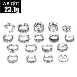 Gold/Silver Toe Rings for Women Heart Star Infinity Toe Rings 18pcs Adjustable Stacked Rings Minimalist Open Rings Summer Beach Toe Rings Set Statement Jewelry Accessories (silver)