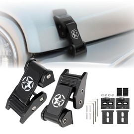 USR 97-06 TJ HOOD LATCHES Metal Constructed Lock Catch – HeavyDuty Hoodlatch Set (2pc) Compatible with 1997-2006 Jeep Wrangler SE/Sahara/Sport/Rubicon (SKULL EDITION w/INSTALL HARDWARE)