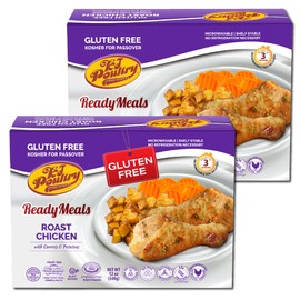 Kosher for Passover Gluten Free Meals, Roast Chicken with Potato & Carrots (2 Pack) MRE Meat Ready to Eat, Prepared Entree Fully Cooked, Shelf Stable Food Microwave Dinner - Traveler Backpacker