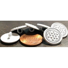 Unbranded 6 Flat Top Metal Base White Paint Shank Buttons Stars 15mm Almost 5/8" 11773