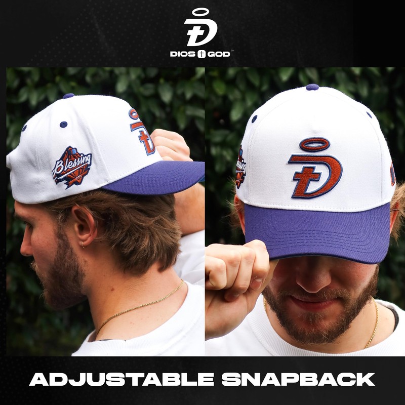 DIOSGOD Christian Baseball Hat | White and Blue