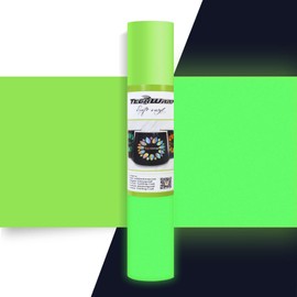 TECKWRAP Glow in Dark Matte Adhesive Craft Vinyl for Craft Cutter,Sign Plotter 1ft x 5ft, Neon Lime Green
