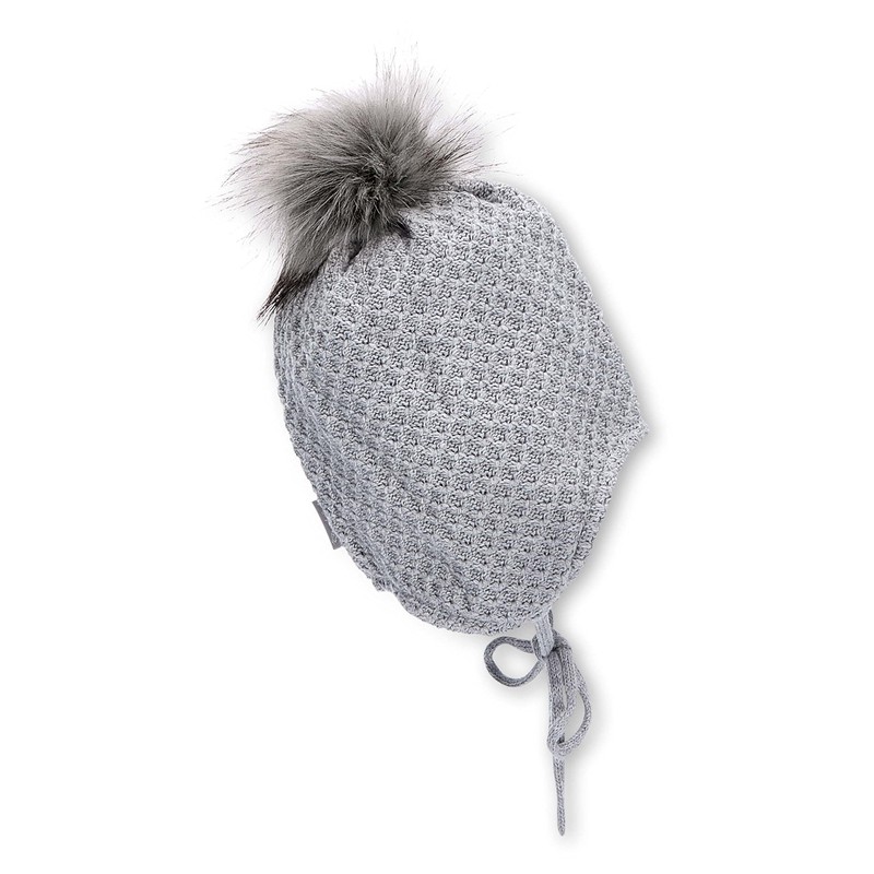 Sterntaler Girls' Bobble Hat Rhinestone Heart Hat, Silver mottled