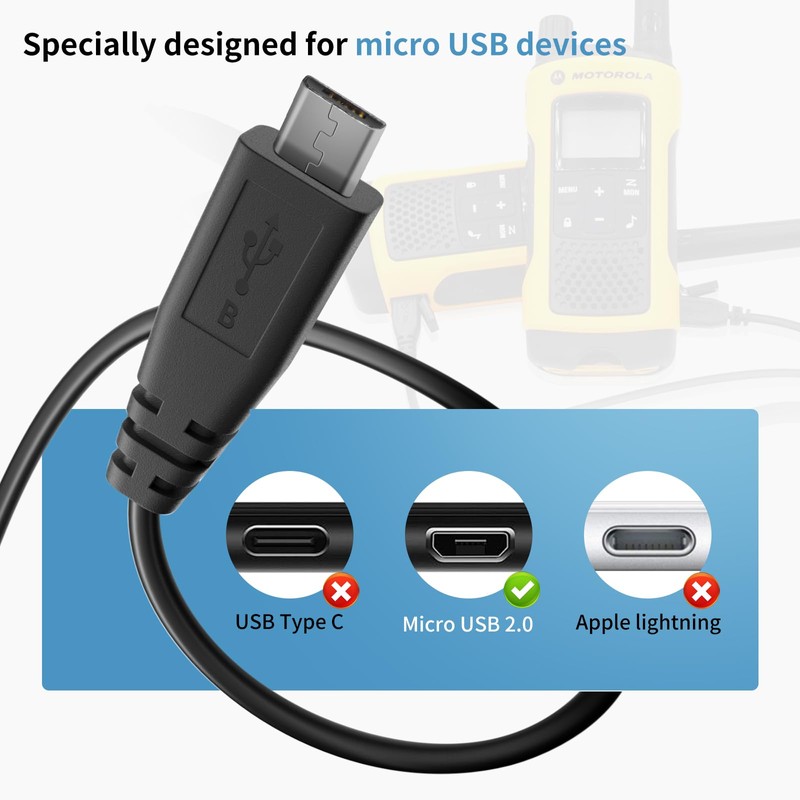 for Motorola PMPN4204AR Y-Cable Charger with Dual Micro-USB for Motorola