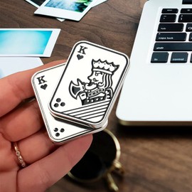 Magnetic Metal Fidget Toys - Metal Poker Push Card Fidget Slider Stress Relief Toy, Men’s EDC Toy Fidget Toy Haptic Coin, Office Desk Toys Gifts for Boyfriend and Father (King K)