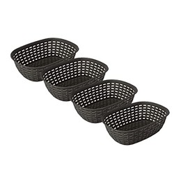 Kigima Rattan Style Storage Basket, 18.4 x 25.6 x 7.4 cm, 2 L, Set of 4, All-Purpose Basket Made of Durable Plastic (BPA Free), Storage Box for Kitchen, Household Basket for Storage, Basket for