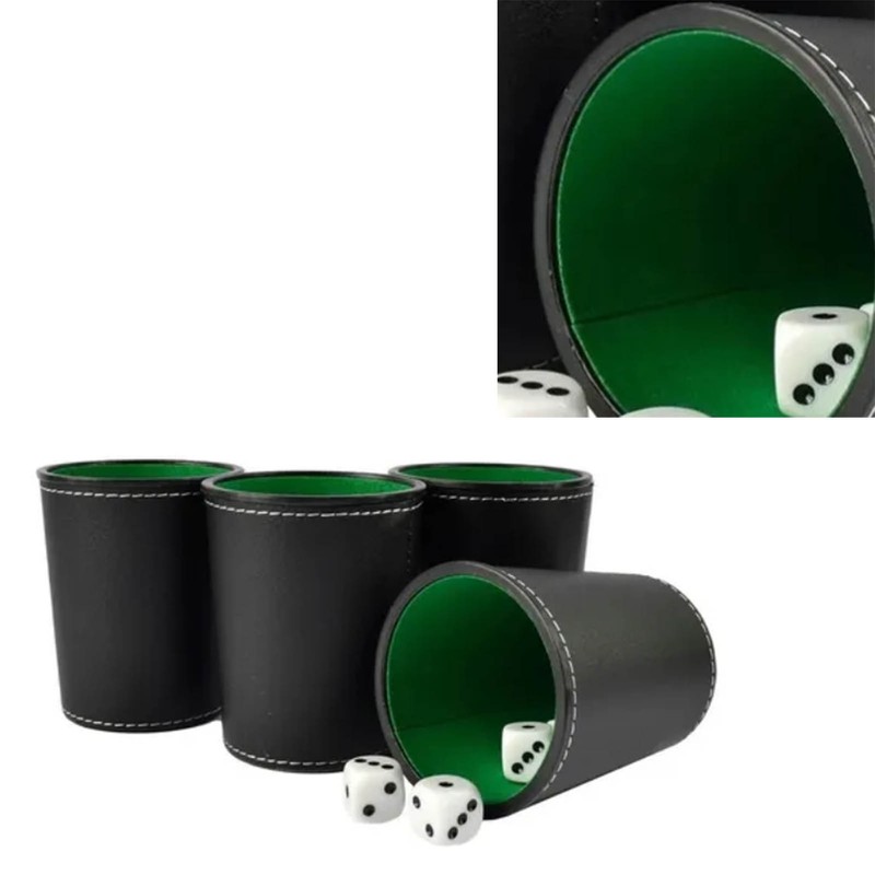 5Pcs PU Leather Dice Cup Set with 20 Dot Dices