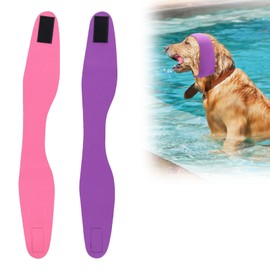 2pcs Dog Bath Cap, Waterproof Snood Dog Swim Cap Ear Wraps Pet Ear Muffs Swimming Supplies for Pets Dogs Cats (Pink,Purple)