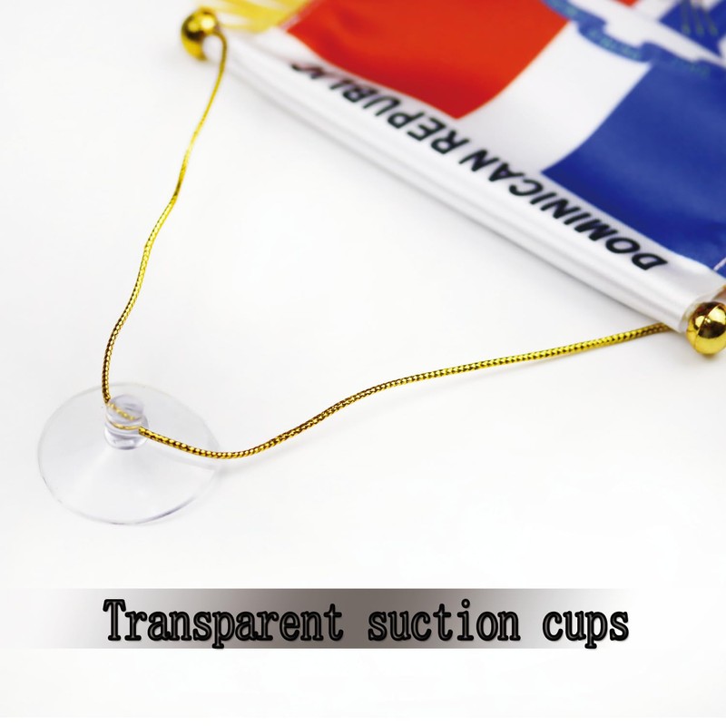 Dominica Hanging Flag with Suction Cup 4x6 Inch - Double