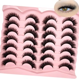 TIKILEY Cat Eye Lashes Strip 3D Natural Lashes Wispy Faux Mink C Curl Fake Lashes Cateye Fluffy 16mm False Eyelashes Natural Look (19)