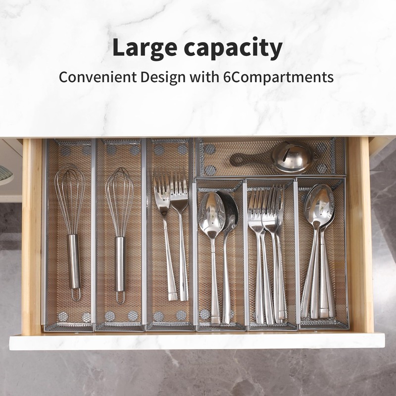 Faridabio Drawer Organizer for Kitchen, Silverware Organizer Cutlery Tray Utensil