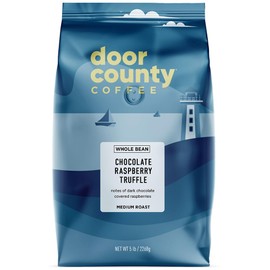 Door County Coffee Chocolate Raspberry Truffle Flavored Coffee Whole Bean - 5lb Bag - Medium Roast - 100% Specialty Arabica - Gourme - Dark Chocolate Covered Raspberry Flavored