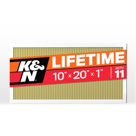 K&N 10x20x1 HVAC Furnace Air Filter, Lasts a Lifetime, Washable, Merv 11, the Last HVAC Filter You Will Ever Buy, Breathe Safely at Home or in the Office, HVC-11020