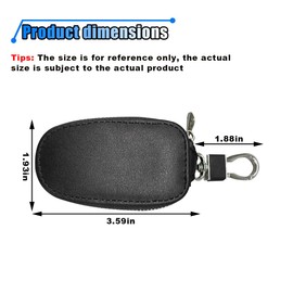 Car Key Case, Leather Car Keychain Holder, Car Key Fob Protector with Metal Hook, Key Fob Cover for Remote Key Fob (Black)