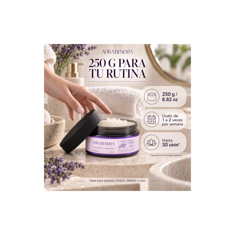 Exfoliante Corporal con Aceite Esencial de Lavanda Azúcar 250g Aura