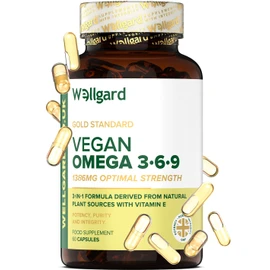 Vegan Omega 3 6 9 Capsules by Wellgard - High Strength 1386mg Flaxseed Oil Capsules with Alpha Linolenic Acid (ALA), Linoleic Acid (LA), Vitamin E