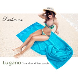 Lashuma Lugano Bath Towel Large Sauna Towel for Men Aquamarine Blue 80 x 200 cm