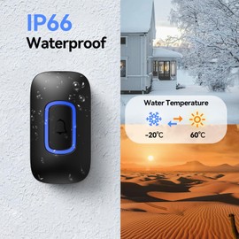 TECKNET Wireless Doorbell, Plug in Door Bells Wireless Cordless with 2 Receivers, IP66 Waterproof Wireless Door Chime Kit with RGB Light, 400M Wireless Range, 60 Chimes, 5 Volume Level (Black)