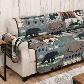 BLACK FOREST DECOR Twilight Woods Bear & Moose Loveseat Cover