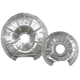 100 Packs (50 - Large 8 inch, 50 - Small 6 inch) Premium Aluminum Foil Electric Burner Liners, Stove Bib Liner Protectors,Disposable Round Stove Burner Covers for Electric and Gas Range Stoves