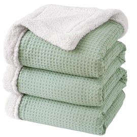 PHF Waffle Sherpa Blanket King Size, 104x90 Inches Luxury Plush Flannel Fleece Blanket for Winter, No Shed No Pilling, Cozy Soft & Reversible Waffle Weave Bedding for Home Decor, Sage Green