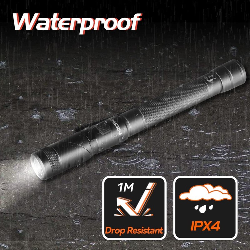 NICRON N73 Portable LED Pen Flashlight with 4Mode,Clip,Magnet, 150 Lumen