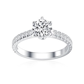 Luyona 1.0 CT Center Round Cut Moissanite Anniversary Wedding Engagement Ring Women, Moissanite Wedding Ring,Moissanite Promise Rings White Gold(6)