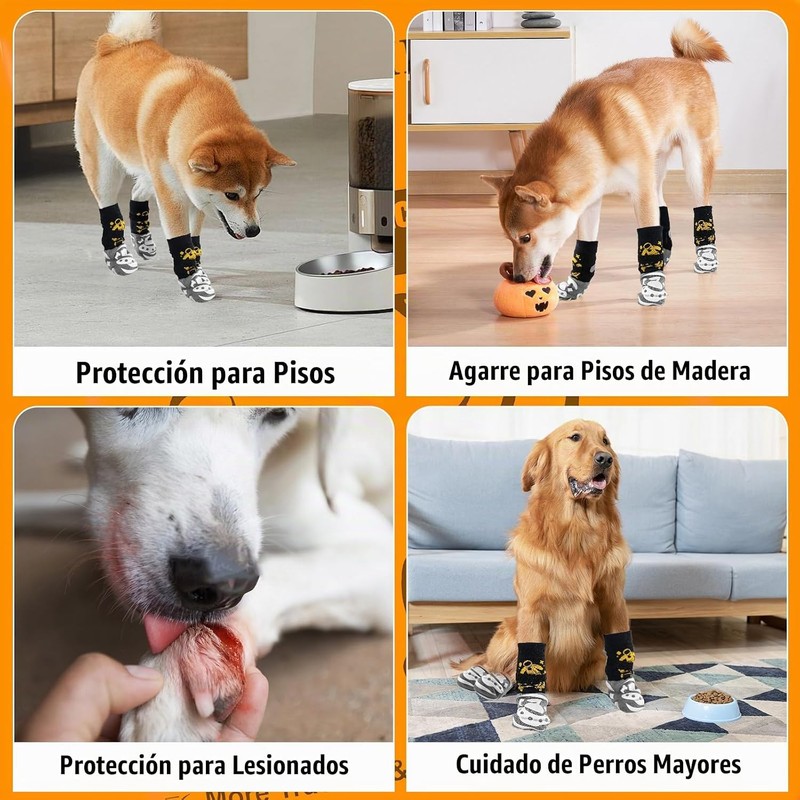 6 PCS Calcetines antideslizantes para perros,Protector de patas para perros