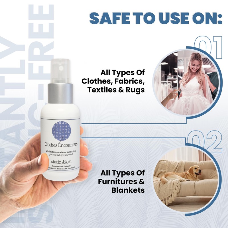 Static Blok Anti-Static Spray for Clothes - Instantly Eliminate Static