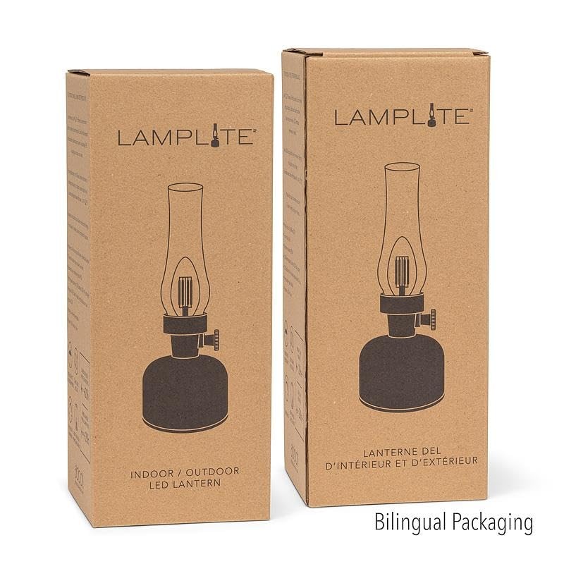 Abbott Collection Green Lantern LED Lamp with Chimney, Portable Table