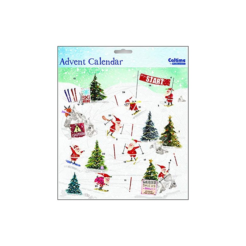 Skiing Santa - Advent Calendar 235 x 235 mm with