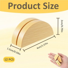 XINXINGDINGSHENG 12 PCS Table Number Stands, Wooden Place Card Holders, Semicircular Design Card Display Clips for Wedding Banquet, Anniversary, Birthday Party