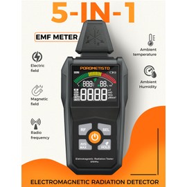 POROMETISTO EMF Meter Radiation Detector, ET01Pro EMF Detector, 5-in-1 Electromagnetic Field & Radio Frequency Detector for Home & Office EMF Inspections, Ghost Hunting| Portable Handheld