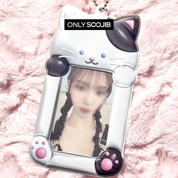 DUCKY WORLD Soft Tuxedo Cat Photo Card Holder Keyring