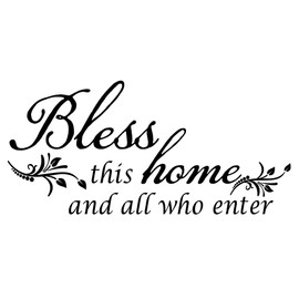Decaltor Bless This Home and All who Enter - Vinyl Wall Decal Entryway Living Room Décor Art Letters Quotes Stencil