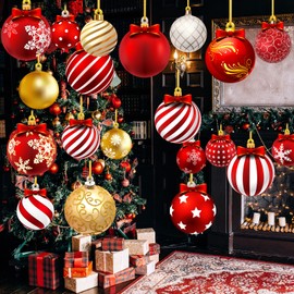 Rtteri 30 Piece Double Sided Christmas Lawn Decorations - Large Plastic Holiday Ornaments for Yard, Trees - Farmhouse Style