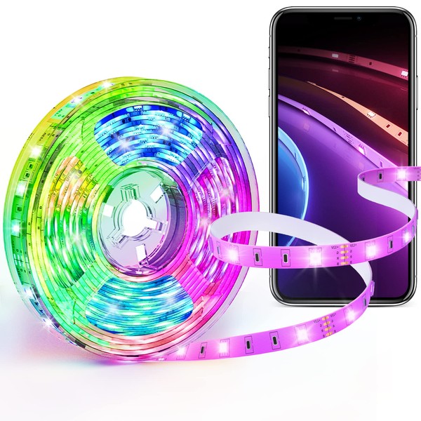 [Works with Alexa Certified] SwitchBot W1701100 LED Tape Light, Alexa RGB, Dimmable Color, Multicolor, 16 Million Colors, Wi-Fi, Bluetooth Indirect Lighting, 16.0 ft (5 m), Can Be Cut, Compatible with Google Home, IFTTT, Siri SmartThings, LINE Clova, Hal