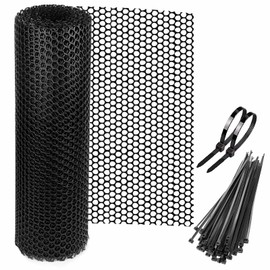 15.7IN x 19.7FT Plastic Chicken Wire Fencing,Comes with 20 Twist Ties, Black Chicken Wire mesh,Poultry Netting,Poultry Fence,Chicken Wire for Crafts,Plastic Garden Fencing,Floral Chicken Wire