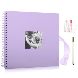 RECUTMS Memory Books for Keepsakes 12x12 Inch Baby Photos Guest Book with Marker Pencil DIY Graduation Scrapbook Journal Brinder Cover Photo Pocket Wedding Shower (Pink Purple)
