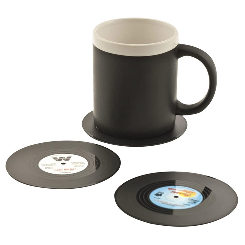 Dooppa 6PCS Coasters Retro Vinyl CD Record Coaster Classic Music
